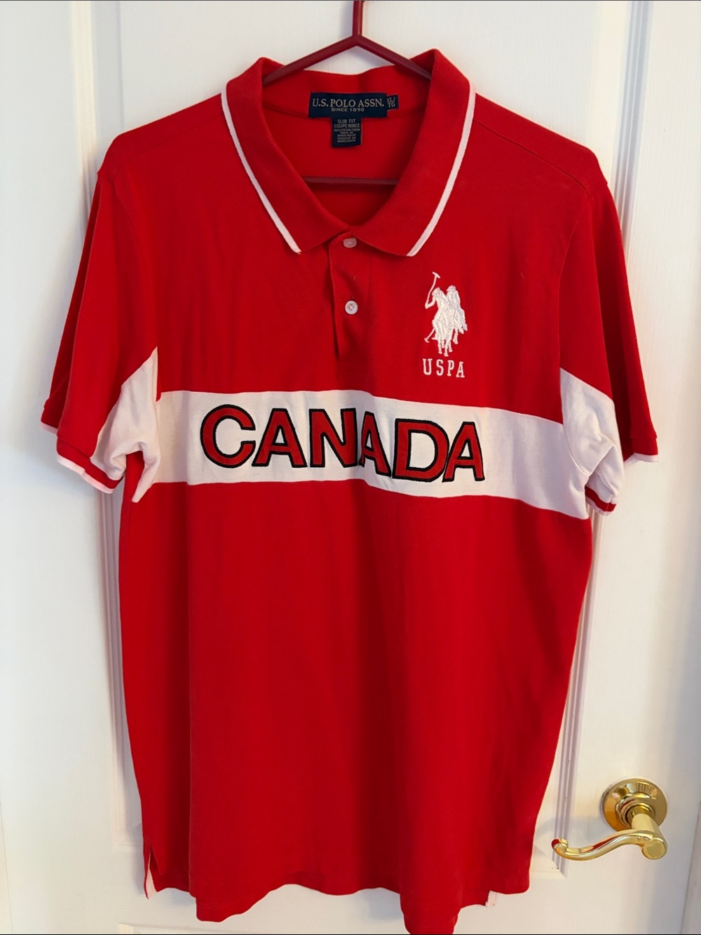 U.S. Polo Assn. Red and White 'Canada' Polo Shirt